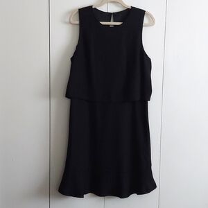 Banana Republic Black Attached Camisole Tiered Sleeveless Fluted Hem Dress Sz 14